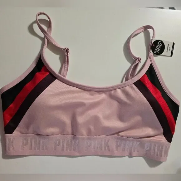 NWT PINK Sports Bra Size Medium Pink - Picture 1 of 5